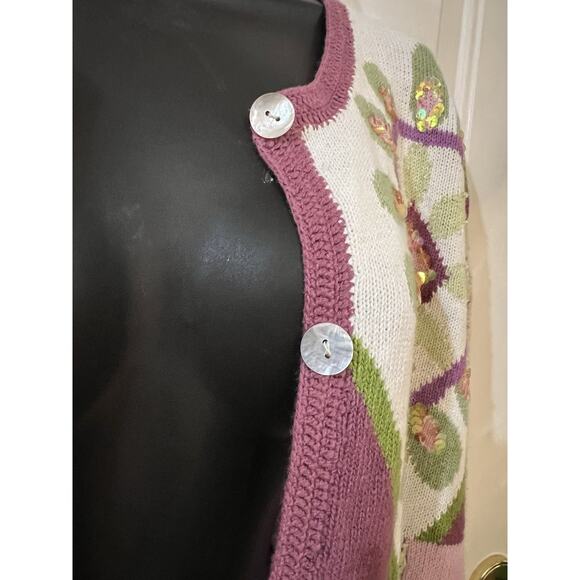 Vintage Storybook Knits Geometric Patchwork Cardigan Sweater XL Cottagecore - Picture 9 of 14